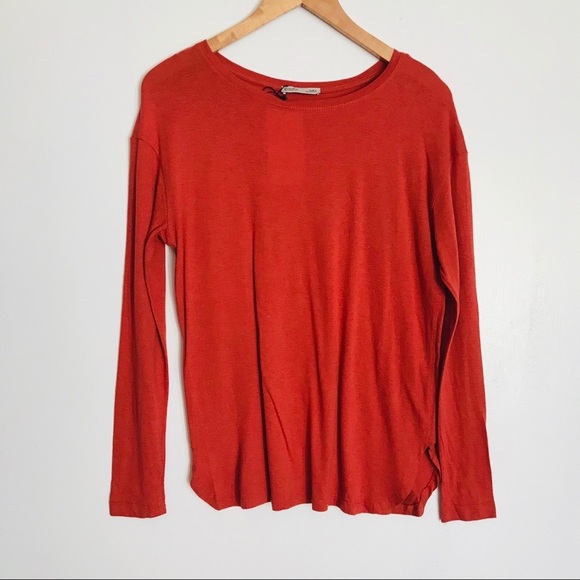 Zara Tops Nwt Zara Burnt Orange Long Sleeve Tee Poshmark